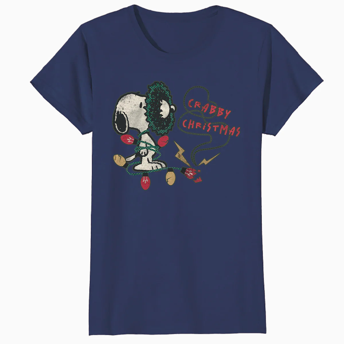 Peanuts Xmas Snoopy Retro Lights Vintage Grumpy Christmas Official Women's SKINNY FIT T-Shirt