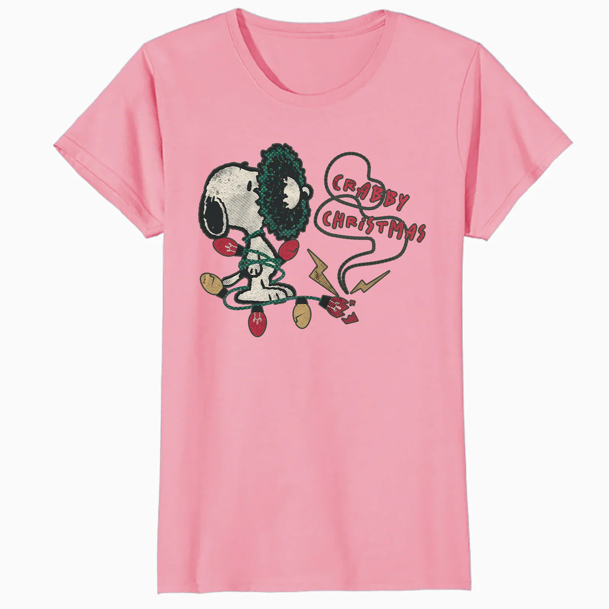 Peanuts Xmas Snoopy Retro Lights Vintage Grumpy Christmas Official Women's SKINNY FIT T-Shirt