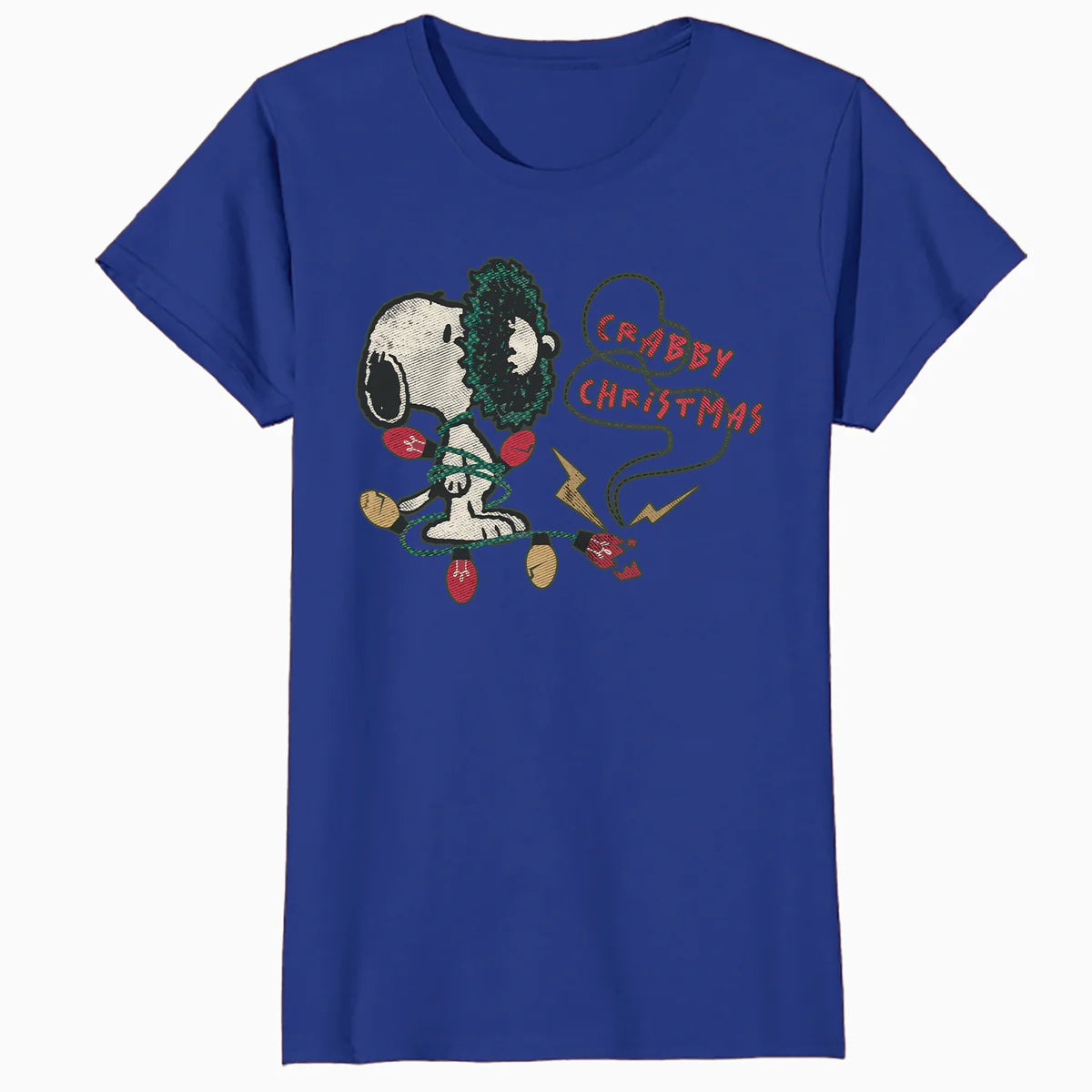 Peanuts Xmas Snoopy Retro Lights Vintage Grumpy Christmas Official Women's SKINNY FIT T-Shirt
