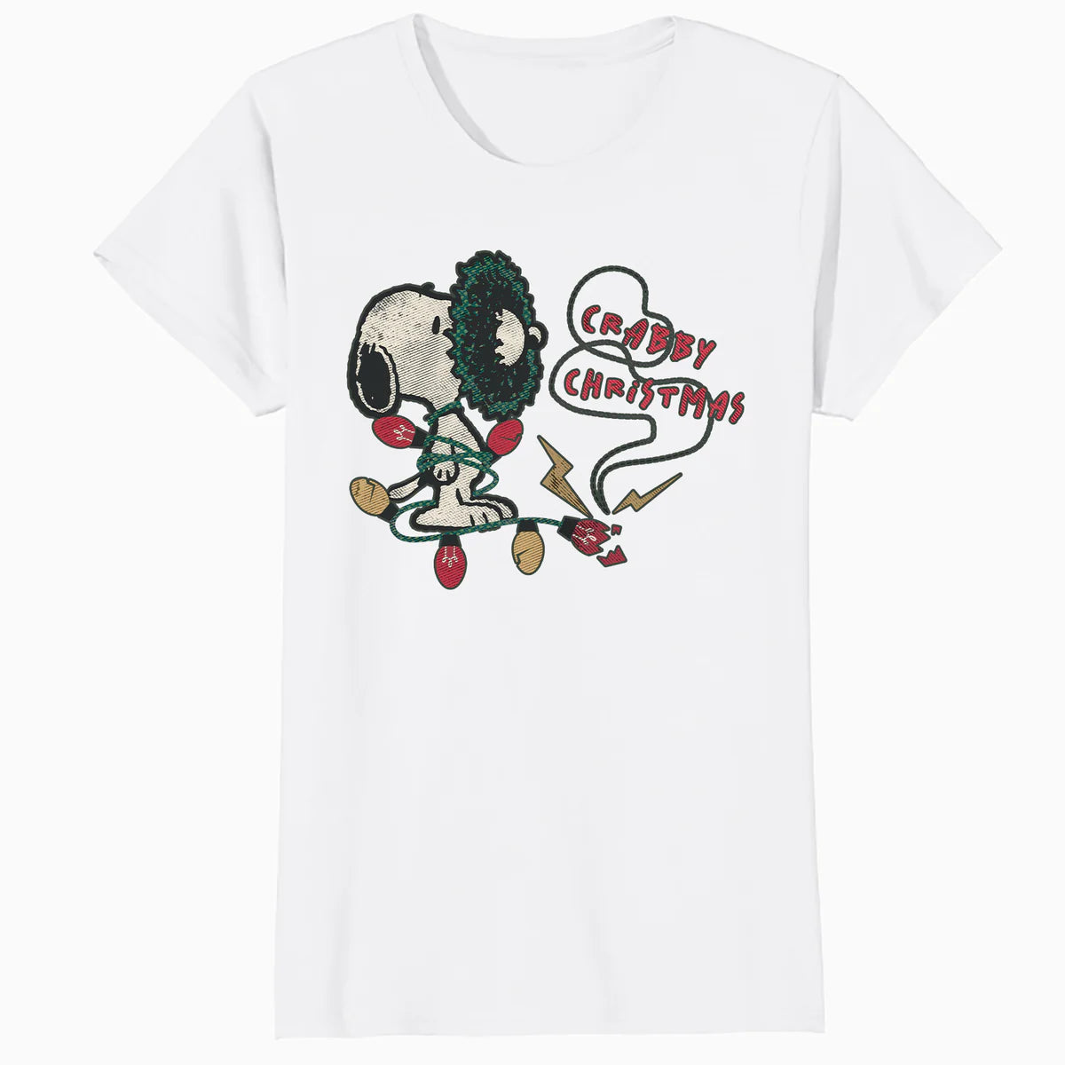 Peanuts Xmas Snoopy Retro Lights Vintage Grumpy Christmas Official Women's SKINNY FIT T-Shirt