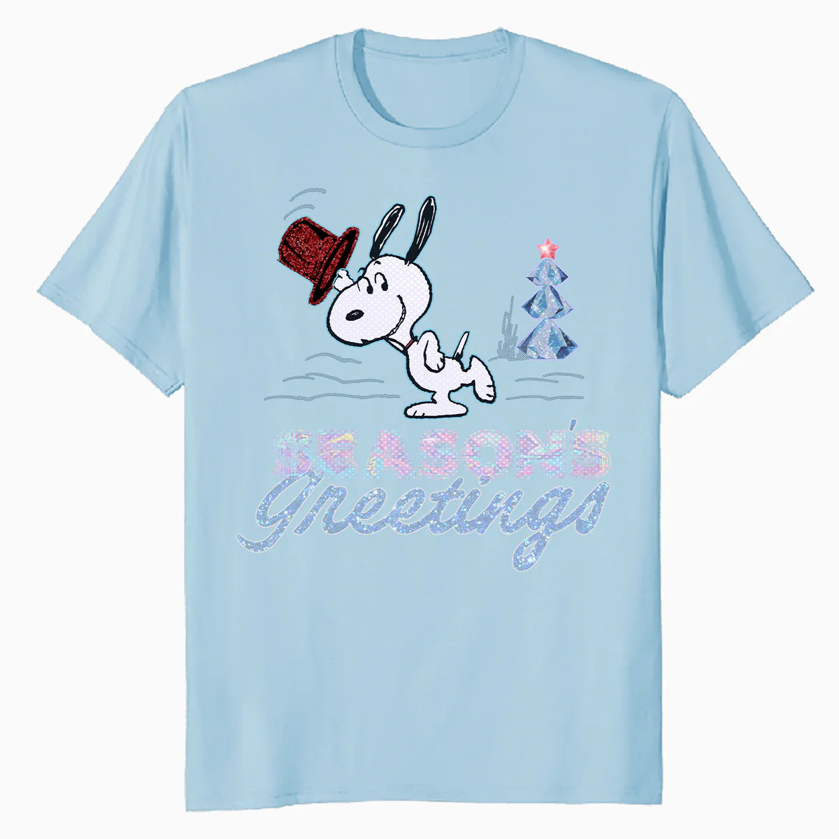 Peanuts Xmas Snoopy Seasons Greetings Sparkle Tree Retro 90s Official Men's T-Shirt