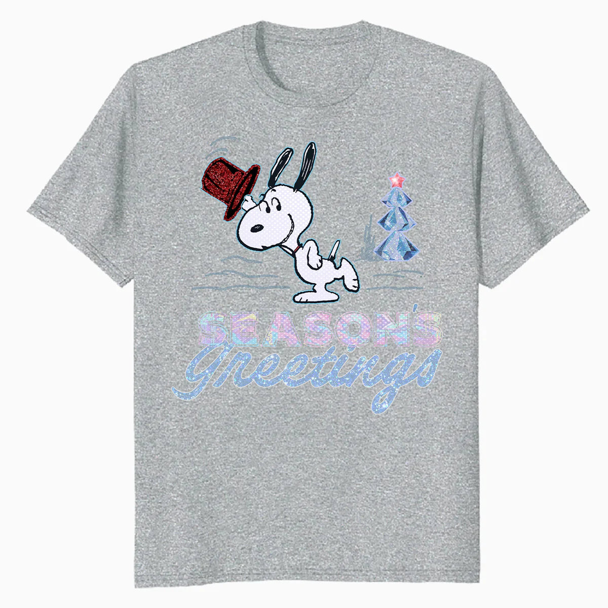 Peanuts Xmas Snoopy Seasons Greetings Sparkle Tree Retro 90s Official Men's T-Shirt
