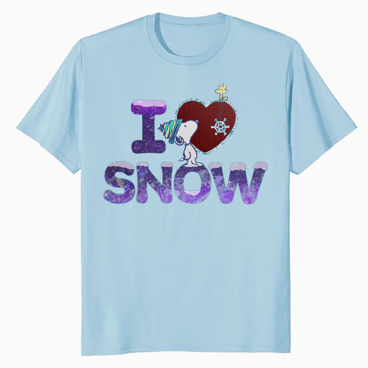 Peanuts Xmas Snoopy Woodstock I Love Snow Classic Holiday Official Men's T-Shirt
