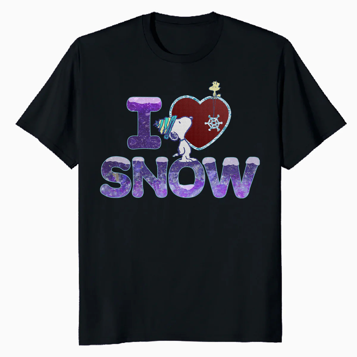 Peanuts Xmas Snoopy Woodstock I Love Snow Classic Holiday Official Men's T-Shirt