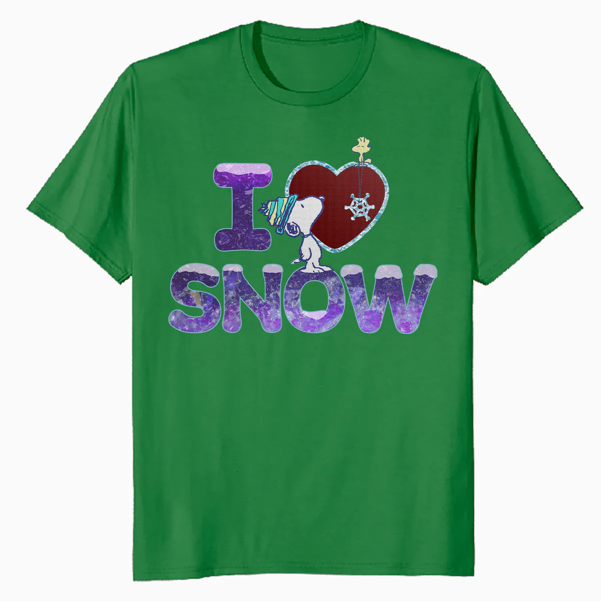 Peanuts Xmas Snoopy Woodstock I Love Snow Classic Holiday Official Men's T-Shirt