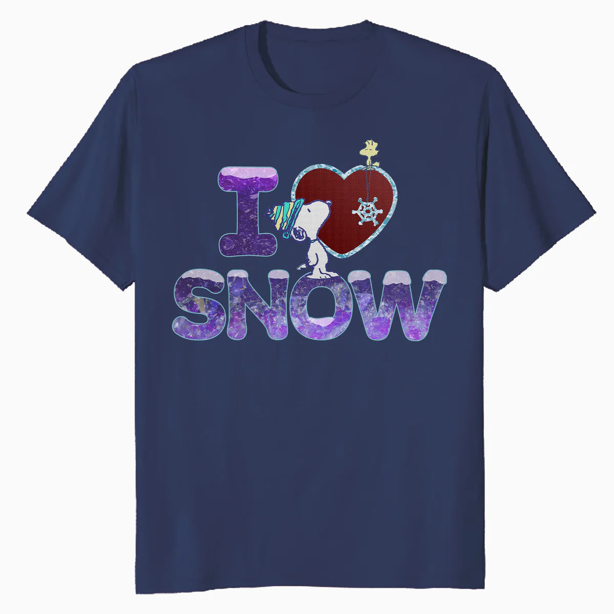 Peanuts Xmas Snoopy Woodstock I Love Snow Classic Holiday Official Men's T-Shirt