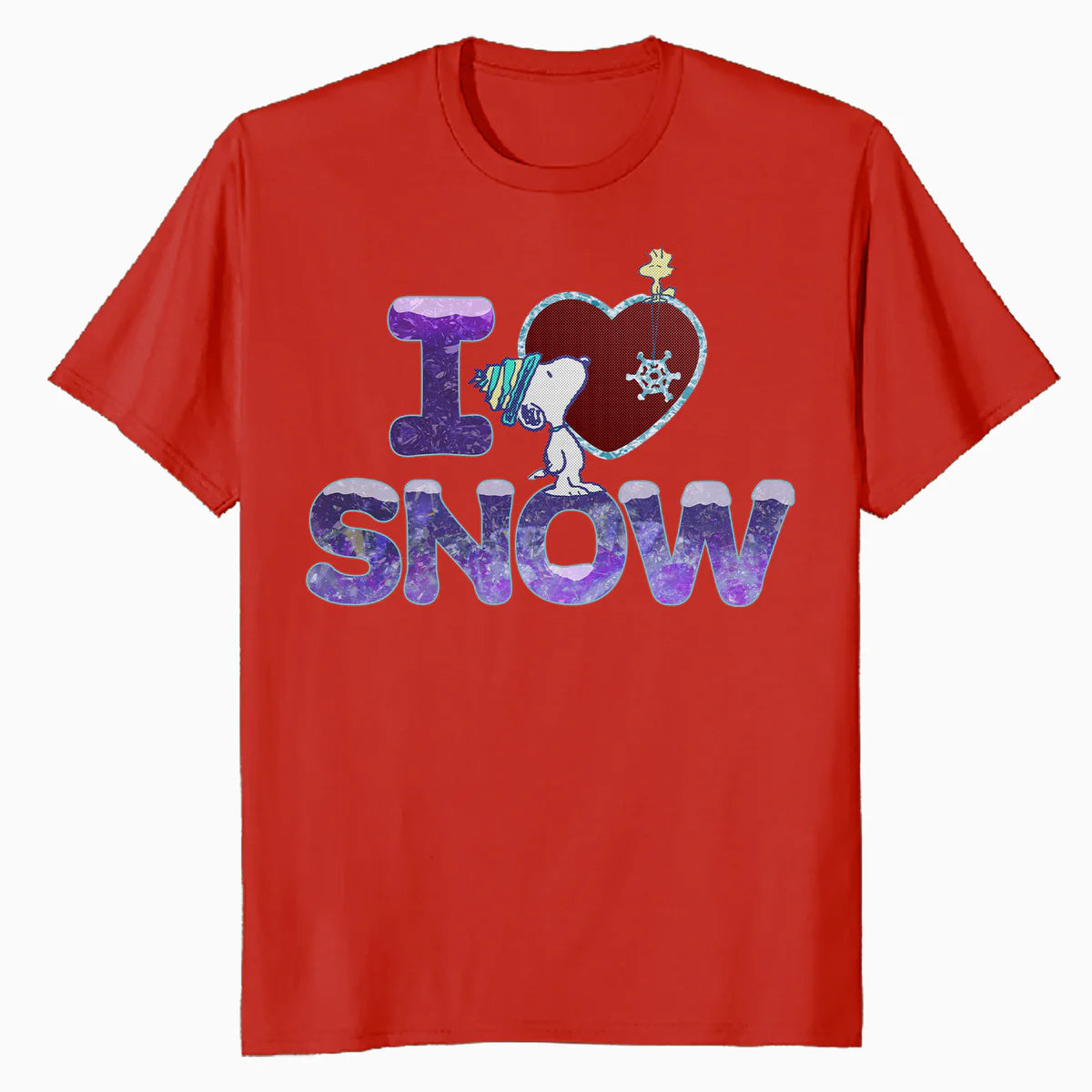 Peanuts Xmas Snoopy Woodstock I Love Snow Classic Holiday Official Men's T-Shirt