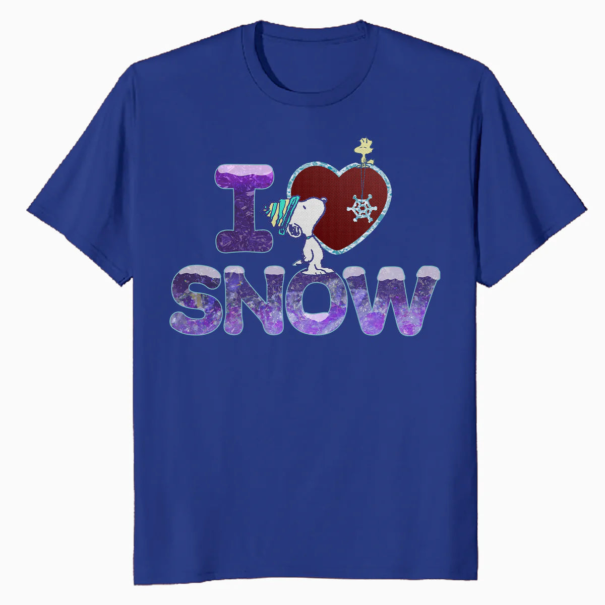 Peanuts Xmas Snoopy Woodstock I Love Snow Classic Holiday Official Men's T-Shirt