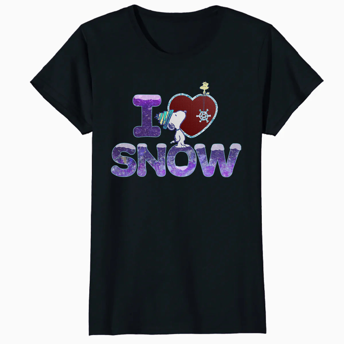Peanuts Xmas Snoopy Woodstock I Love Snow Classic Holiday Official Women's SKINNY FIT T-Shirt