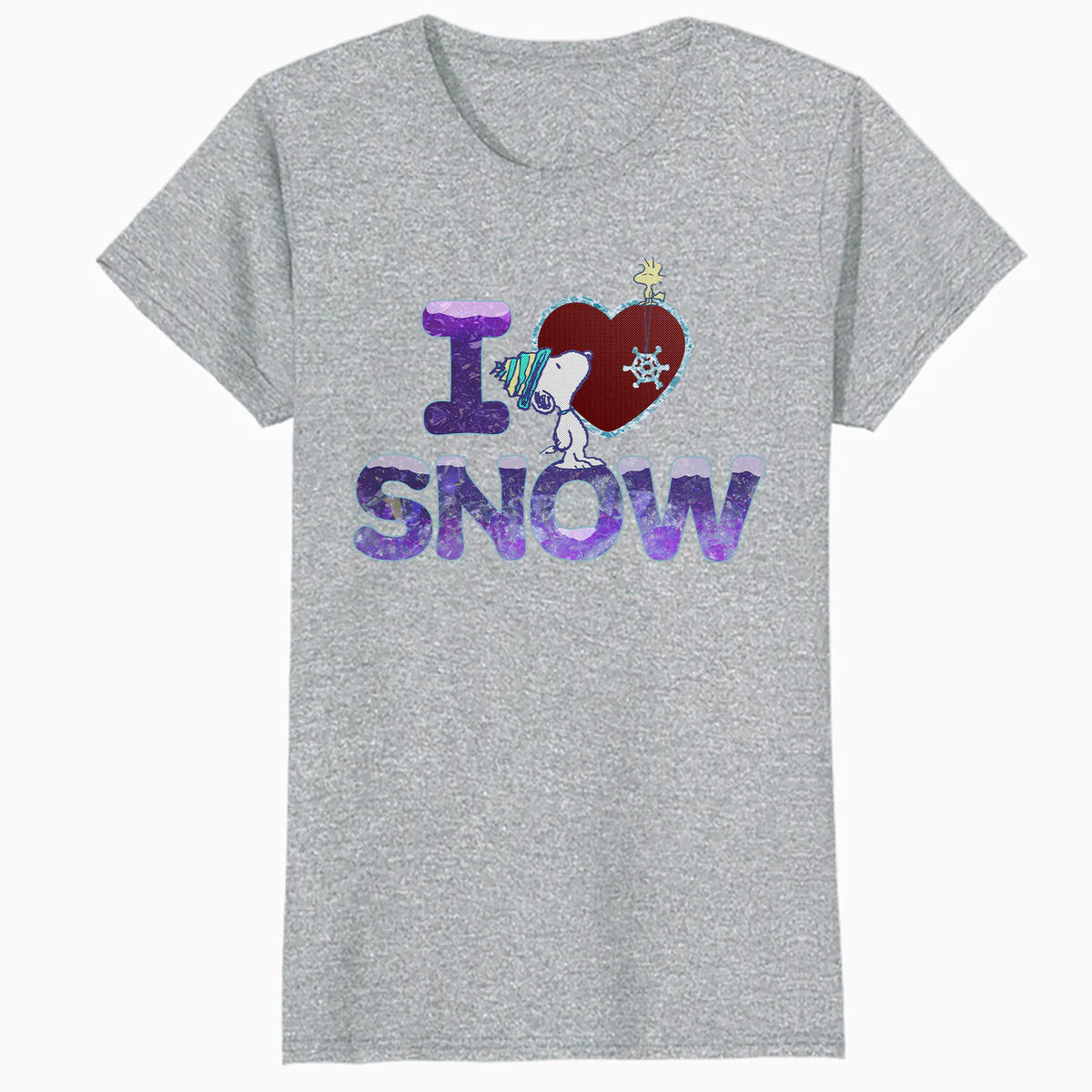 Peanuts Xmas Snoopy Woodstock I Love Snow Classic Holiday Official Women's SKINNY FIT T-Shirt