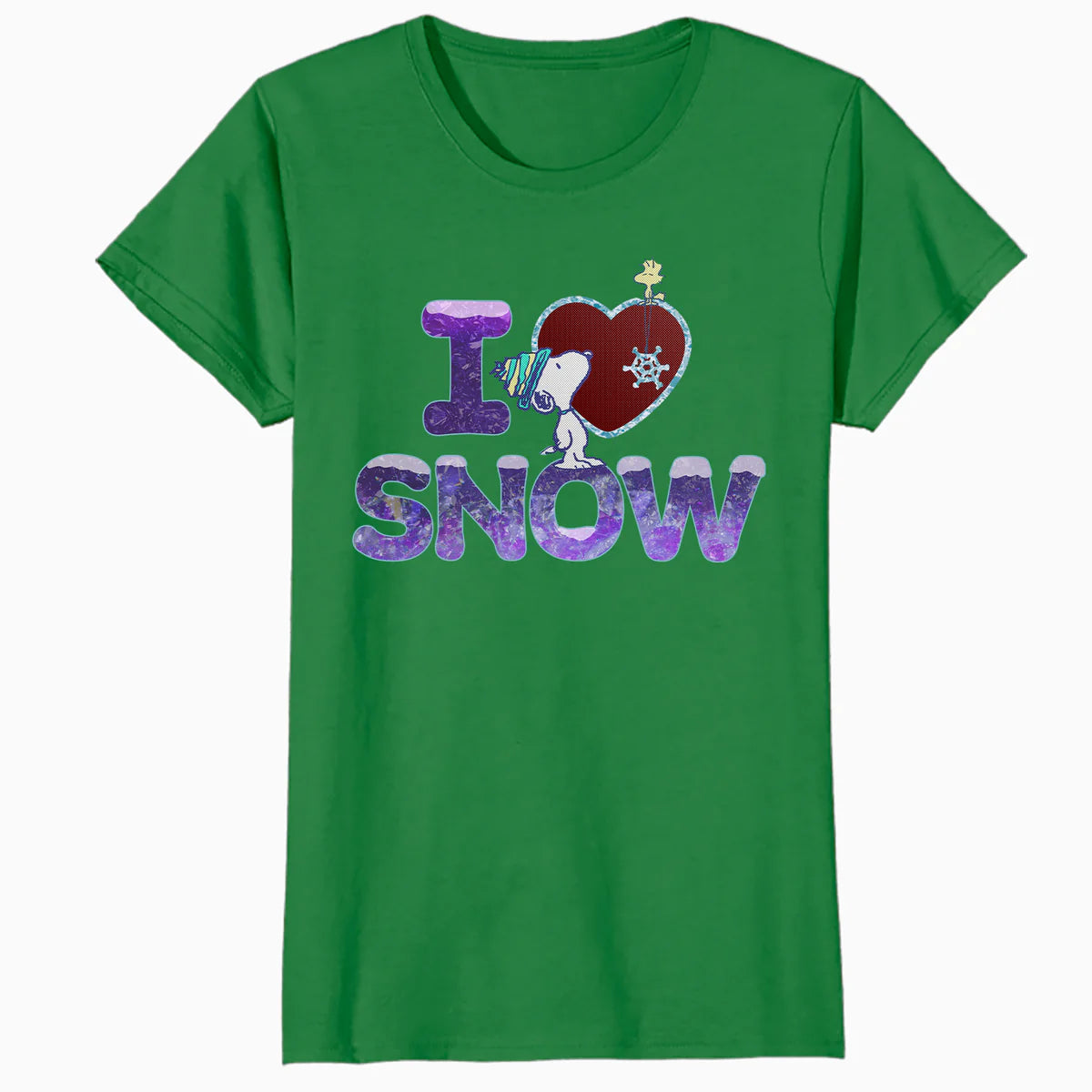 Peanuts Xmas Snoopy Woodstock I Love Snow Classic Holiday Official Women's SKINNY FIT T-Shirt