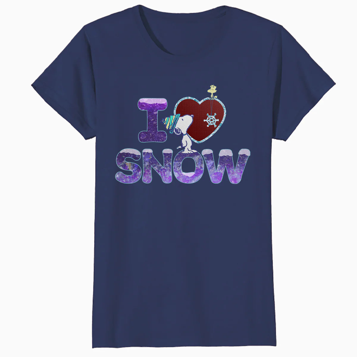 Peanuts Xmas Snoopy Woodstock I Love Snow Classic Holiday Official Women's SKINNY FIT T-Shirt