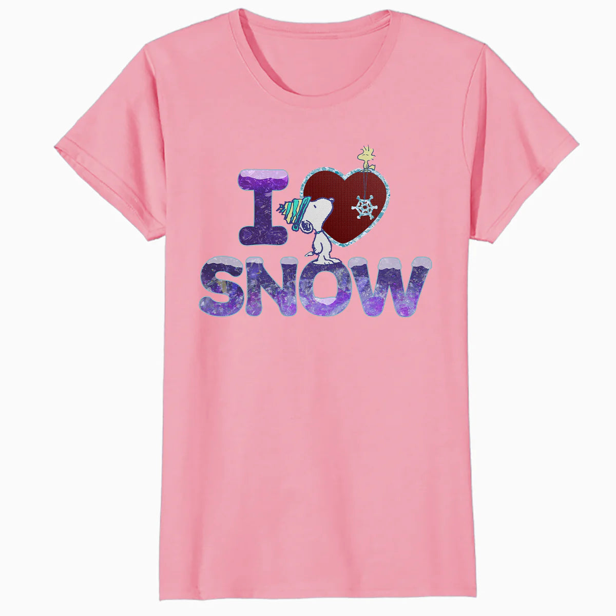 Peanuts Xmas Snoopy Woodstock I Love Snow Classic Holiday Official Women's SKINNY FIT T-Shirt