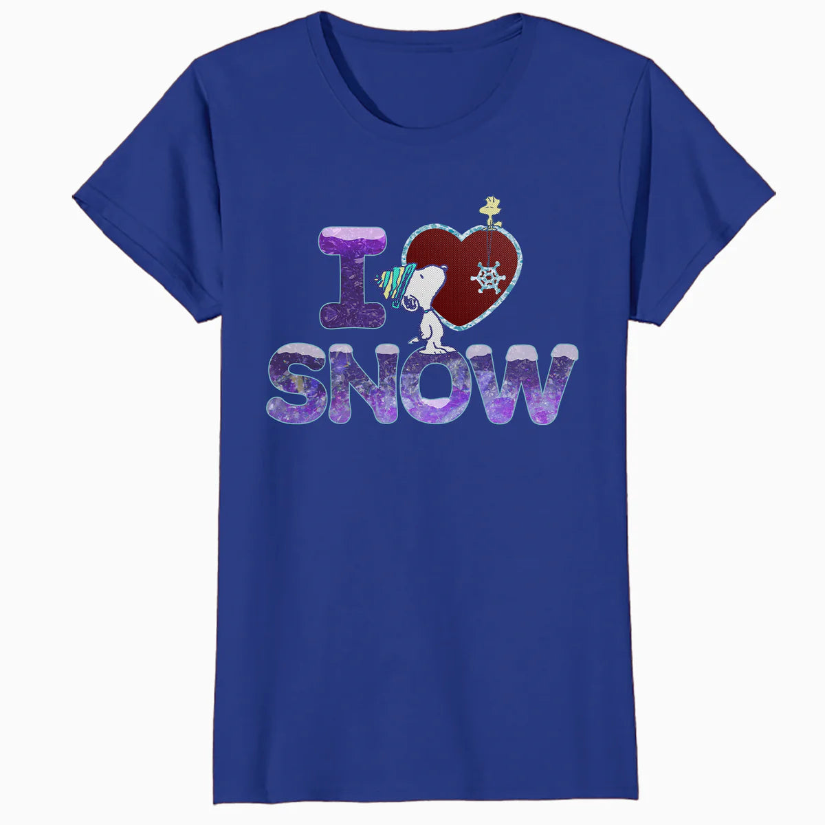 Peanuts Xmas Snoopy Woodstock I Love Snow Classic Holiday Official Women's SKINNY FIT T-Shirt