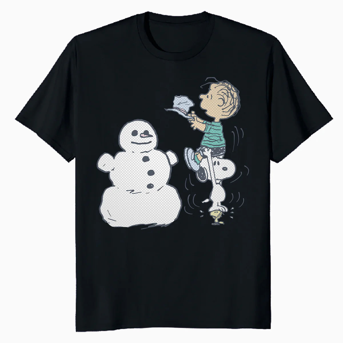 Peanuts Xmas Snoopy Woodstock Linus Snowman Vintage 80s 90s Official Men's T-Shirt