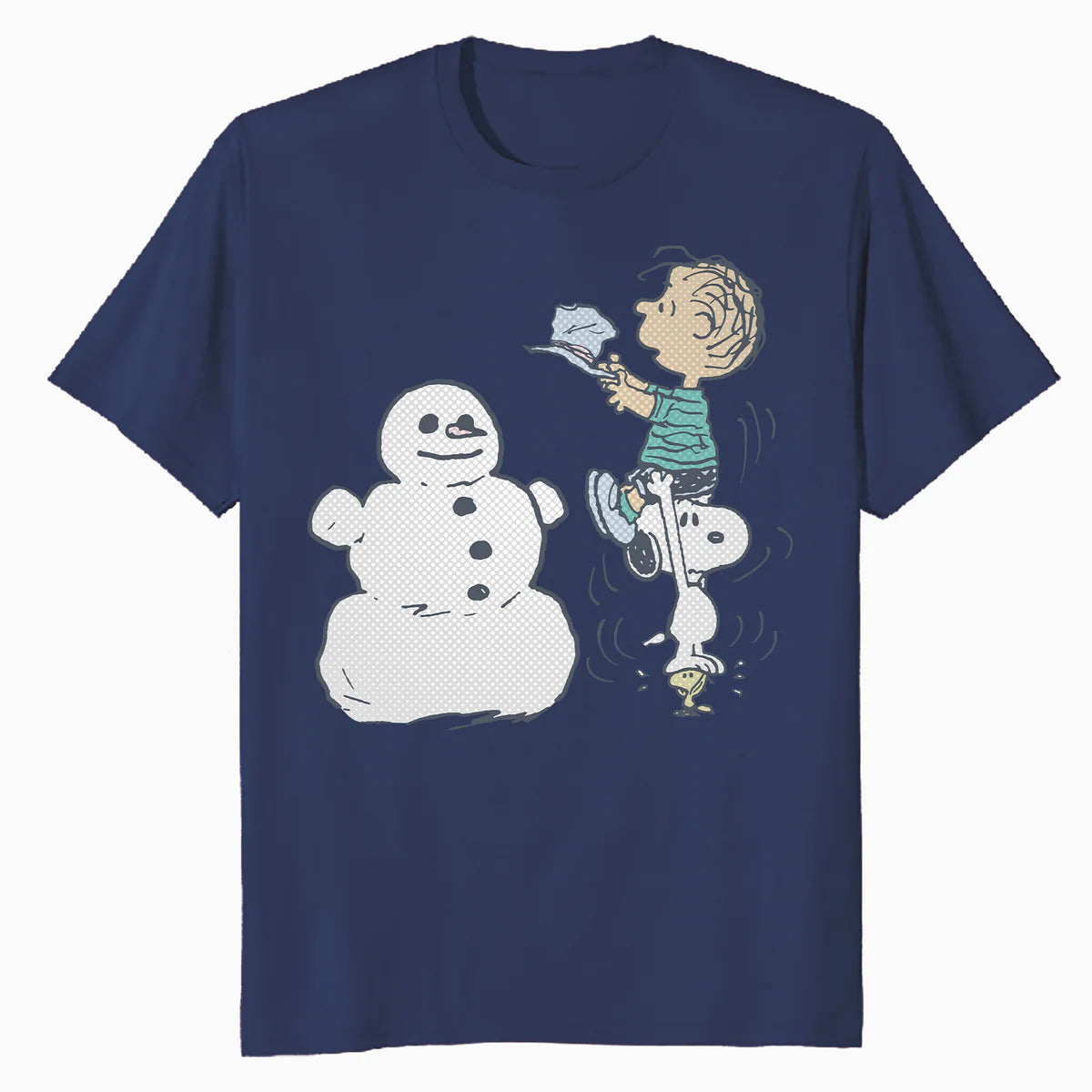 Peanuts Xmas Snoopy Woodstock Linus Snowman Vintage 80s 90s Official Men's T-Shirt