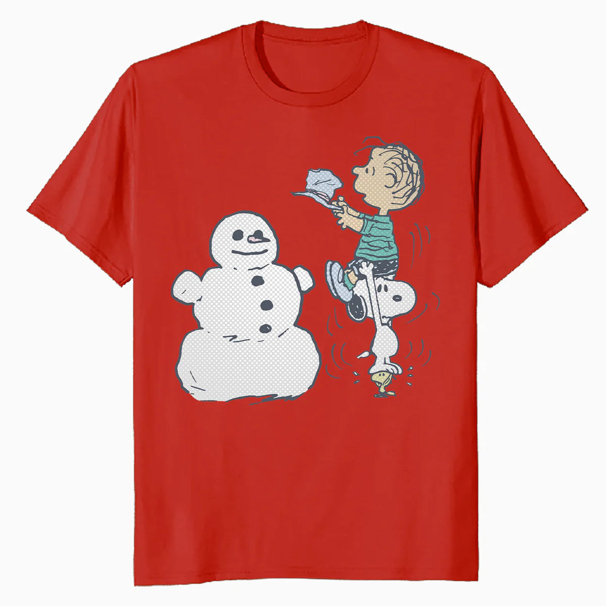 Peanuts Xmas Snoopy Woodstock Linus Snowman Vintage 80s 90s Official Men's T-Shirt