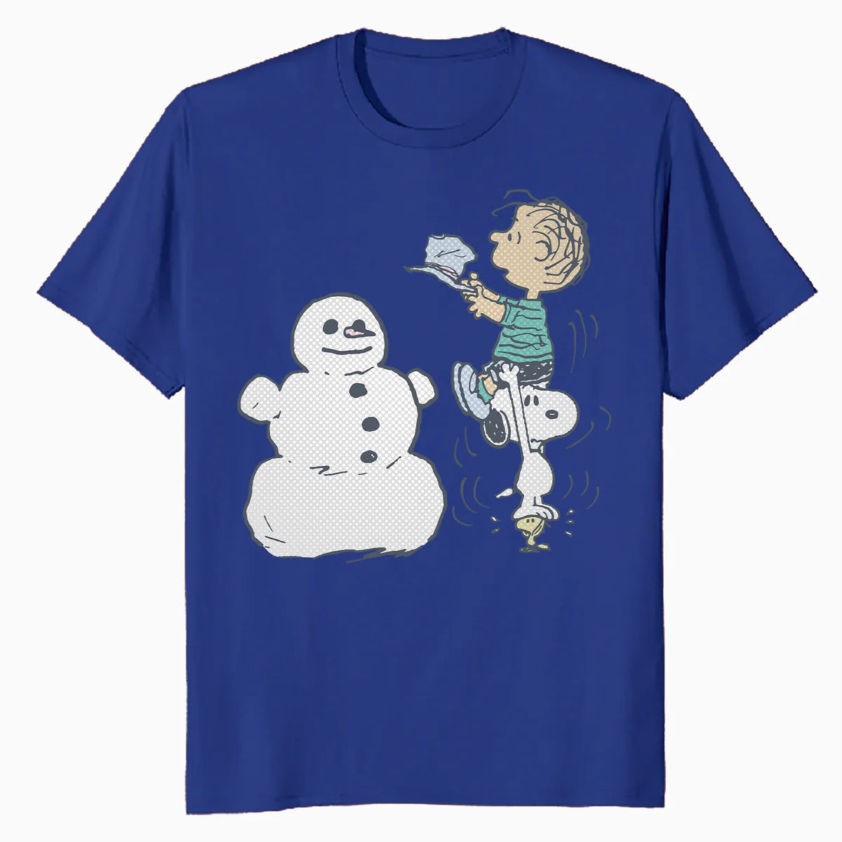 Peanuts Xmas Snoopy Woodstock Linus Snowman Vintage 80s 90s Official Men's T-Shirt