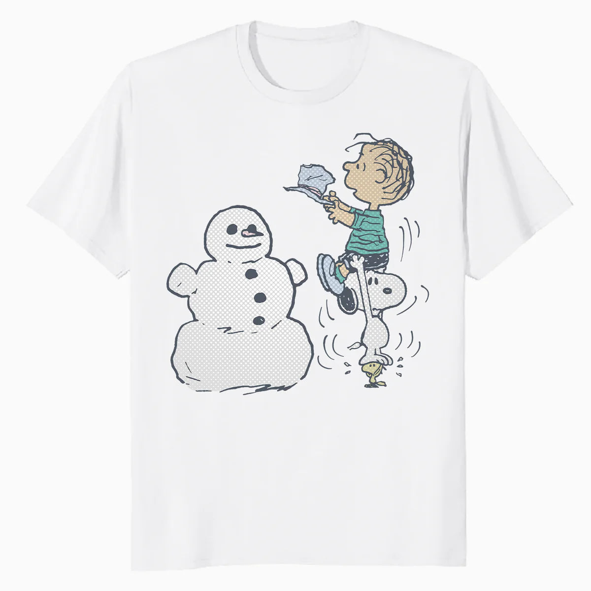 Peanuts Xmas Snoopy Woodstock Linus Snowman Vintage 80s 90s Official Men's T-Shirt