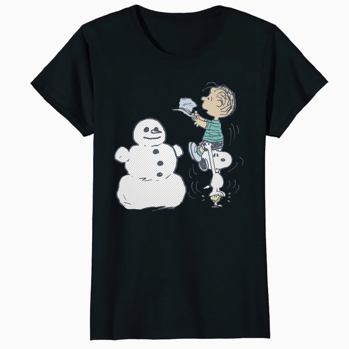 Peanuts Xmas Snoopy Woodstock Linus Snowman Vintage 80s 90s Official Women's SKINNY FIT T-Shirt