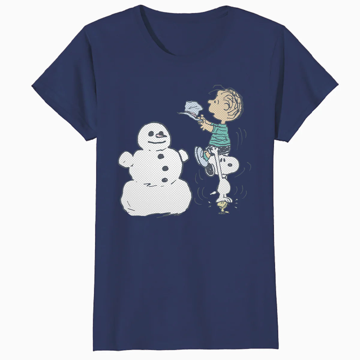 Peanuts Xmas Snoopy Woodstock Linus Snowman Vintage 80s 90s Official Women's SKINNY FIT T-Shirt
