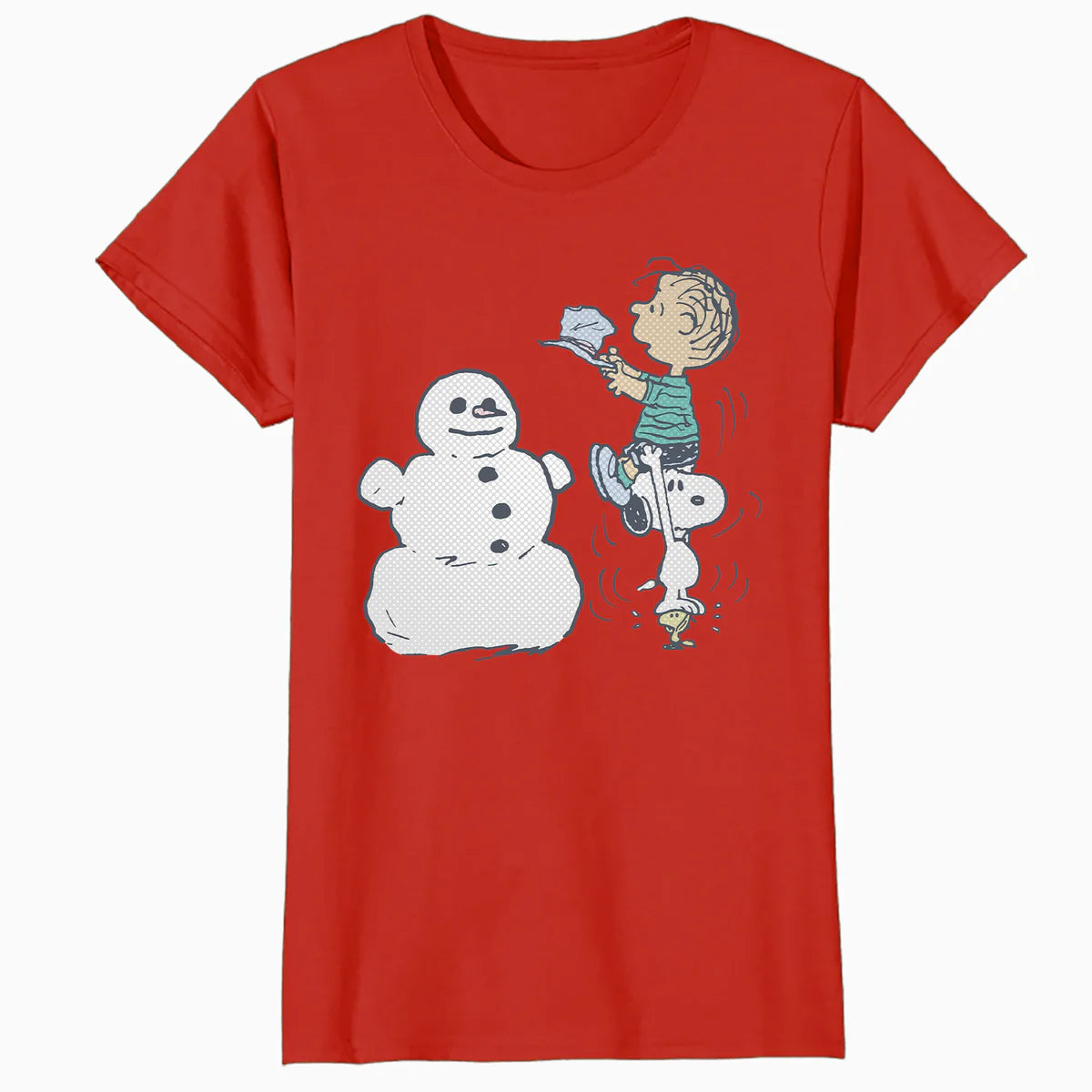 Peanuts Xmas Snoopy Woodstock Linus Snowman Vintage 80s 90s Official Women's SKINNY FIT T-Shirt