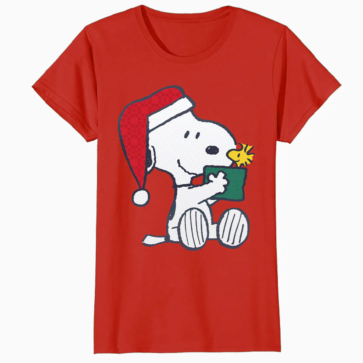 Peanuts Xmas Snoopy Woodstock Present Retro Vintage 80s 90s Official Women's SKINNY FIT T-Shirt
