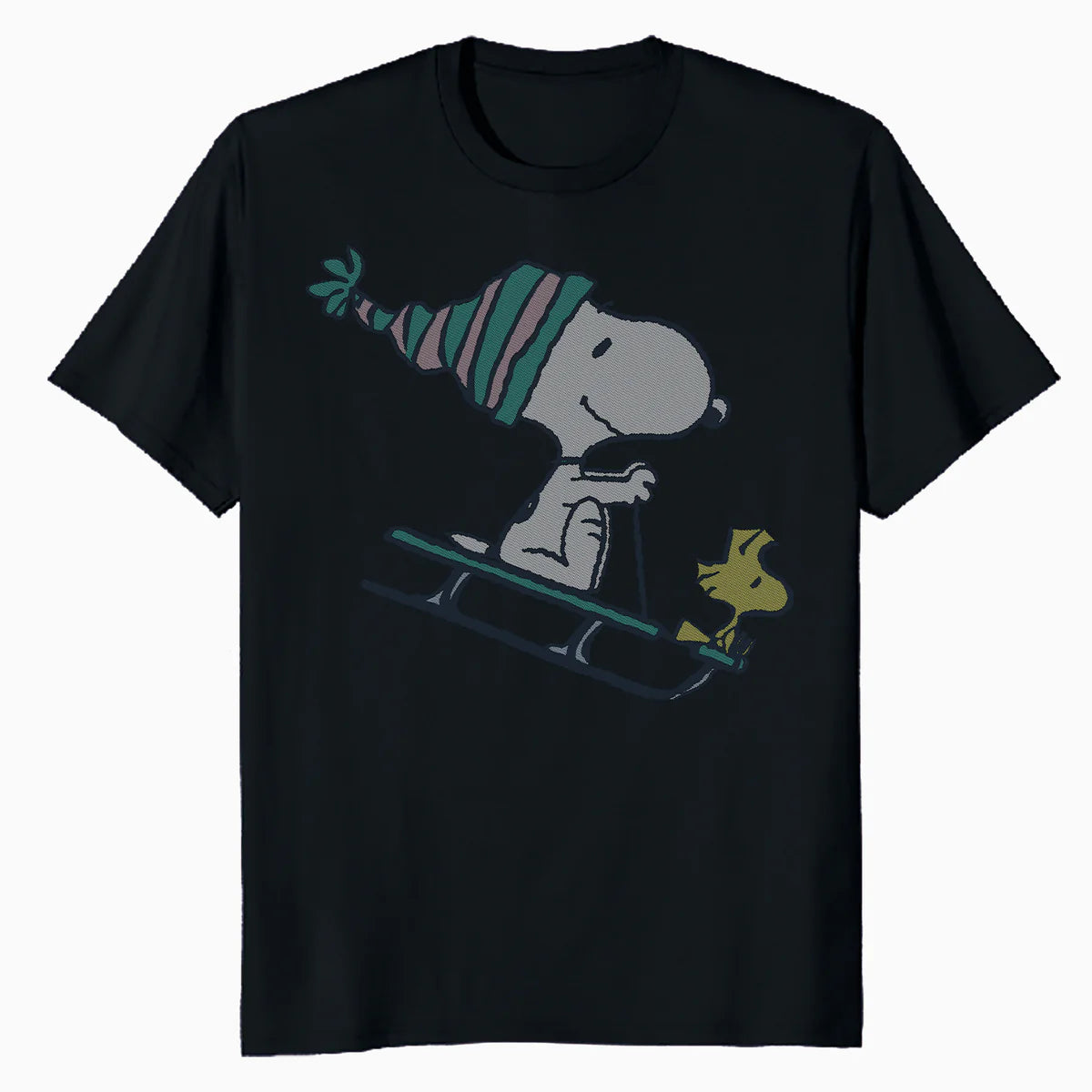 Peanuts Xmas Snoopy Woodstock Sleigh Retro Holiday Vintage Official Men's T-Shirt