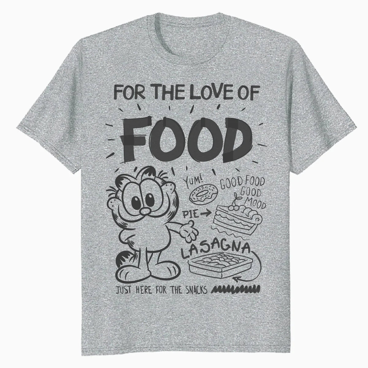 Garfield Food Love Lasagna Foodie Hungry Cat Funny Vintage Official Men's T-Shirt