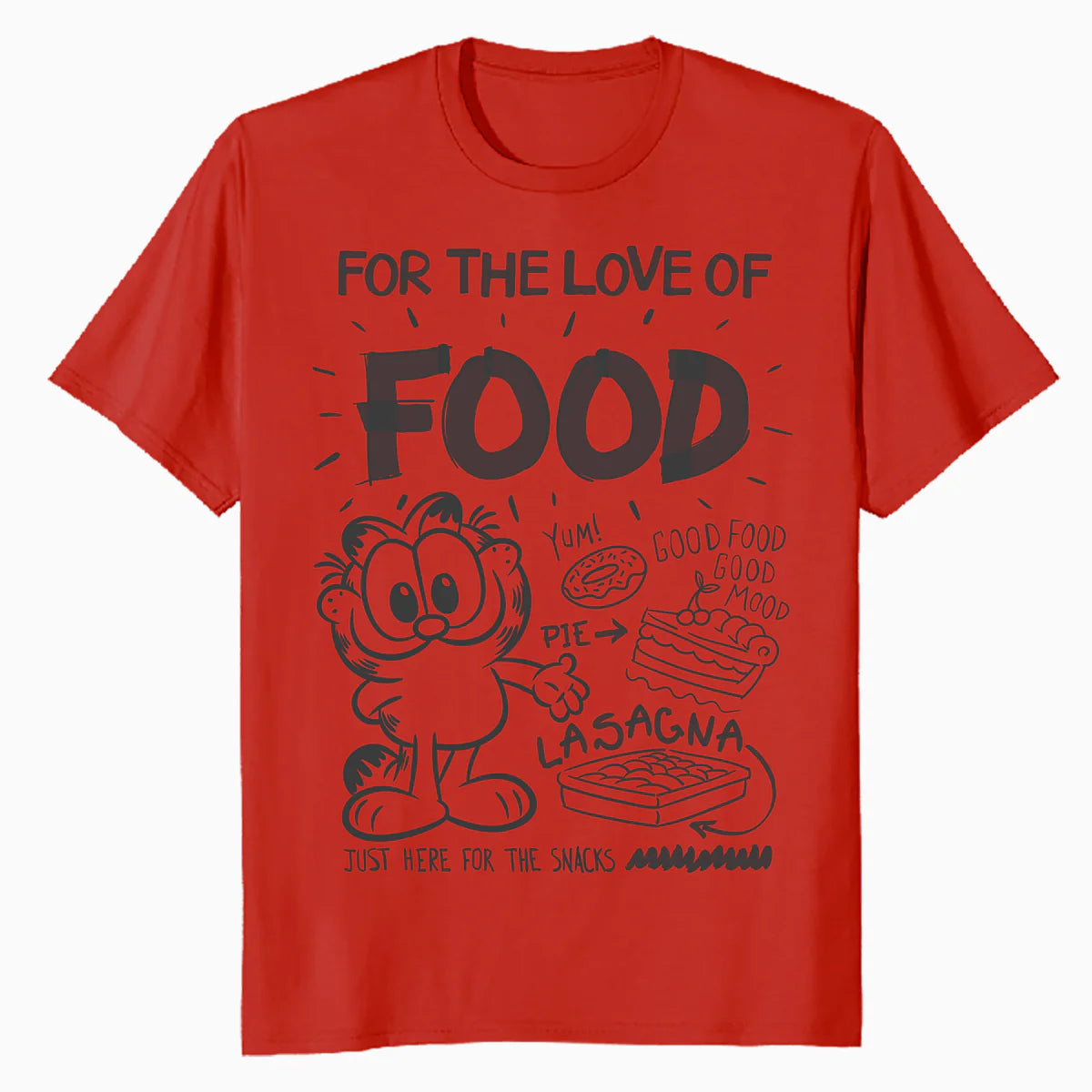 Garfield Food Love Lasagna Foodie Hungry Cat Funny Vintage Official Men's T-Shirt
