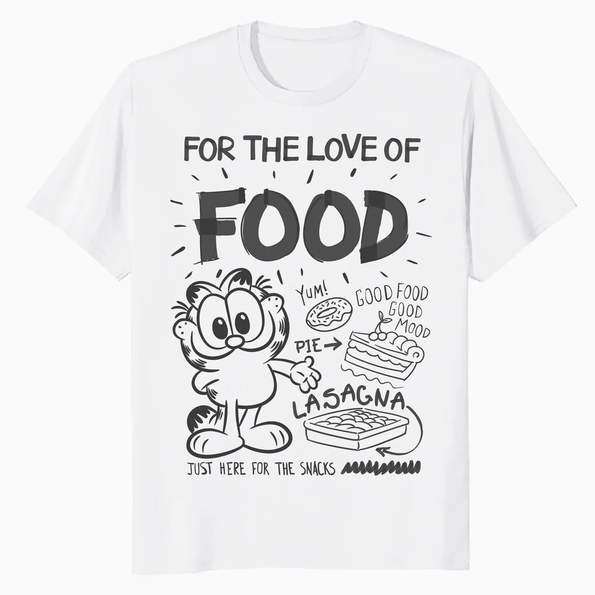 Garfield Food Love Lasagna Foodie Hungry Cat Funny Vintage Official Men's T-Shirt