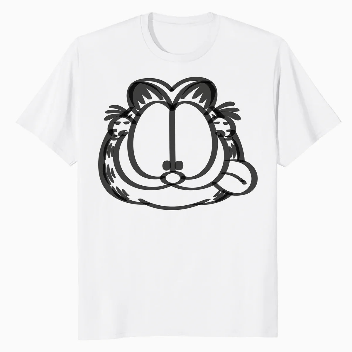 Garfield Hungry Cat Lasagna Addict Face Stencil Epic Retro Official Men's T-Shirt
