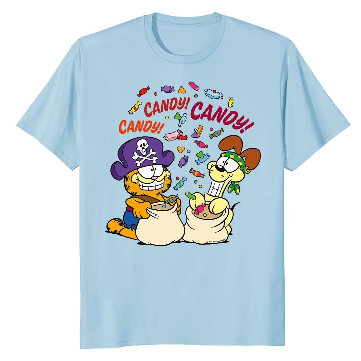 Garfield Odie Halloween Trick Treat Candy Ghouls Night Retro Official Men's T-Shirt