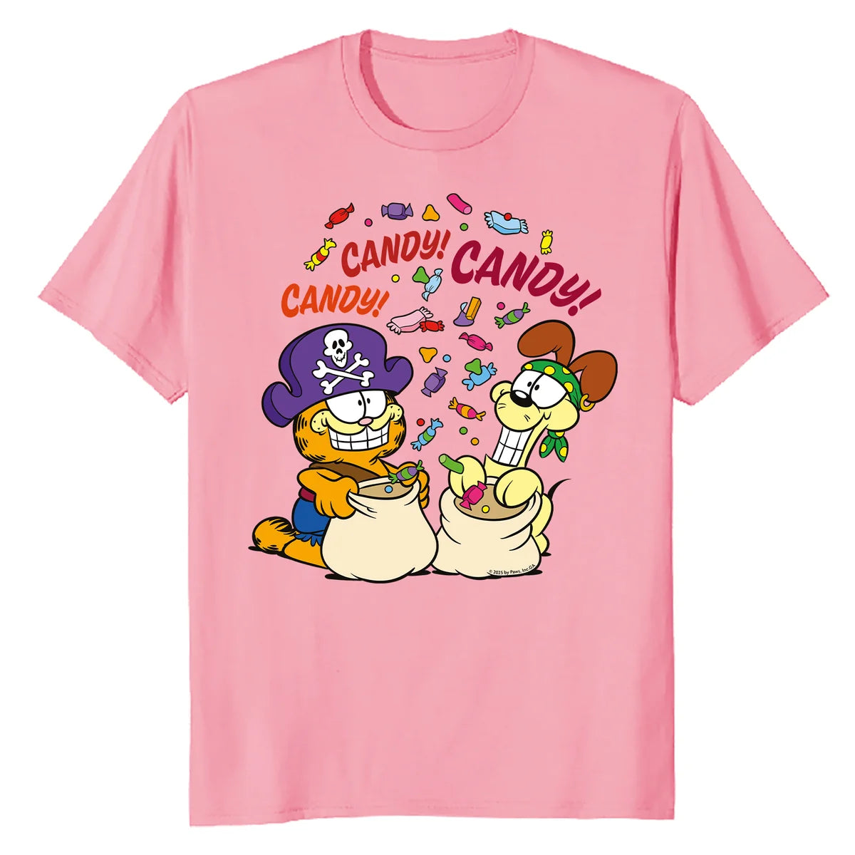 Garfield Odie Halloween Trick Treat Candy Ghouls Night Retro Official Men's T-Shirt