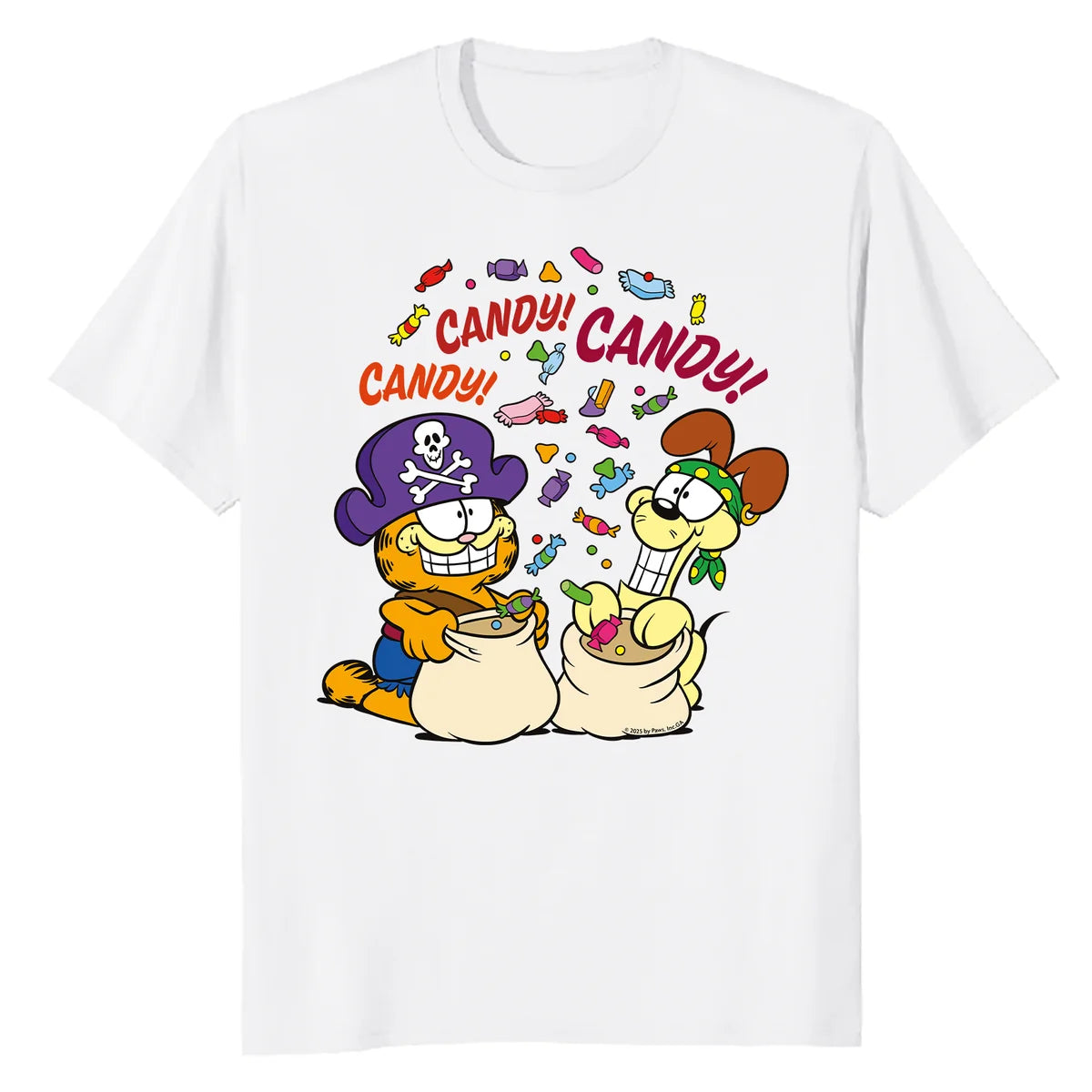 Garfield Odie Halloween Trick Treat Candy Ghouls Night Retro Official Men's T-Shirt