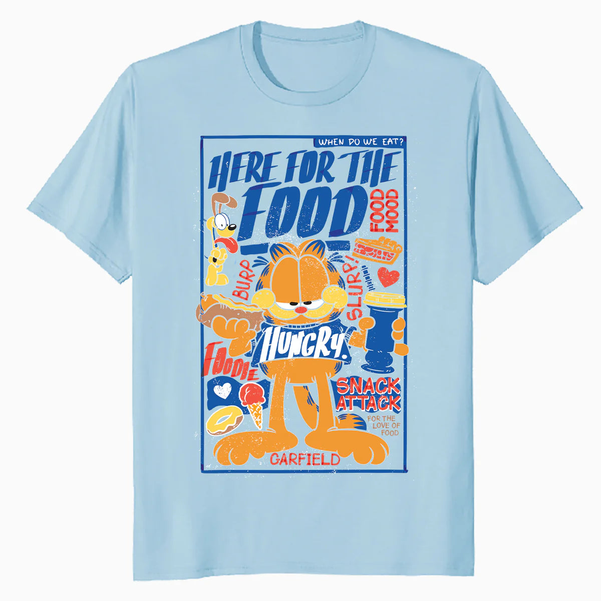 Garfield Odie Here For The Food Foodie Hungry Cat Funny Meme Official Men's T-Shirt