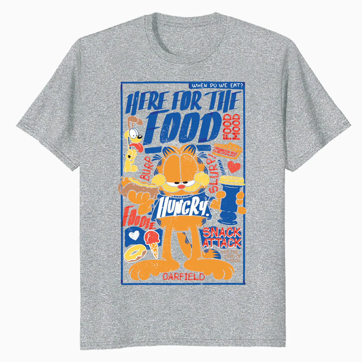 Garfield Odie Here For The Food Foodie Hungry Cat Funny Meme Official Men's T-Shirt