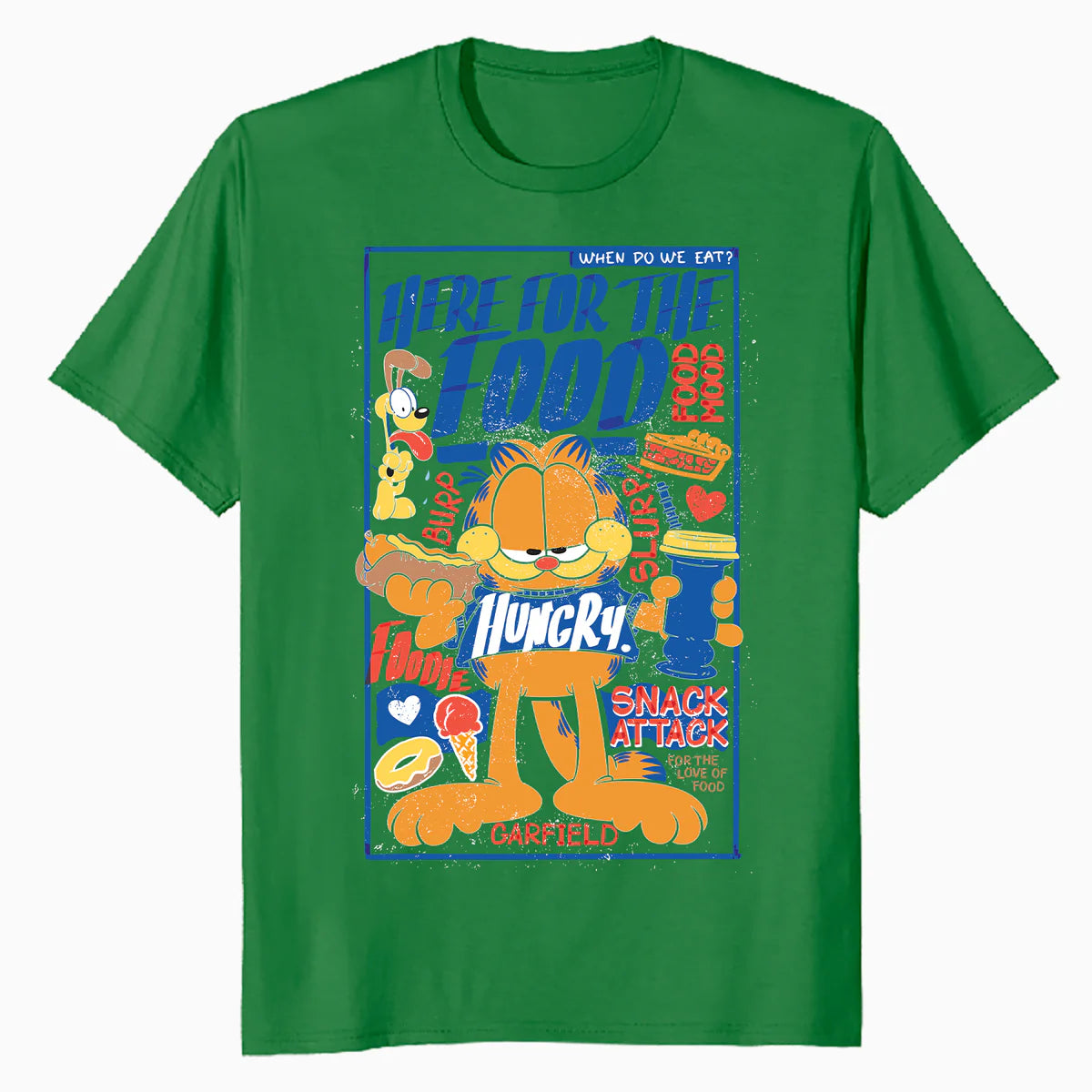 Garfield Odie Here For The Food Foodie Hungry Cat Funny Meme Official Men's T-Shirt