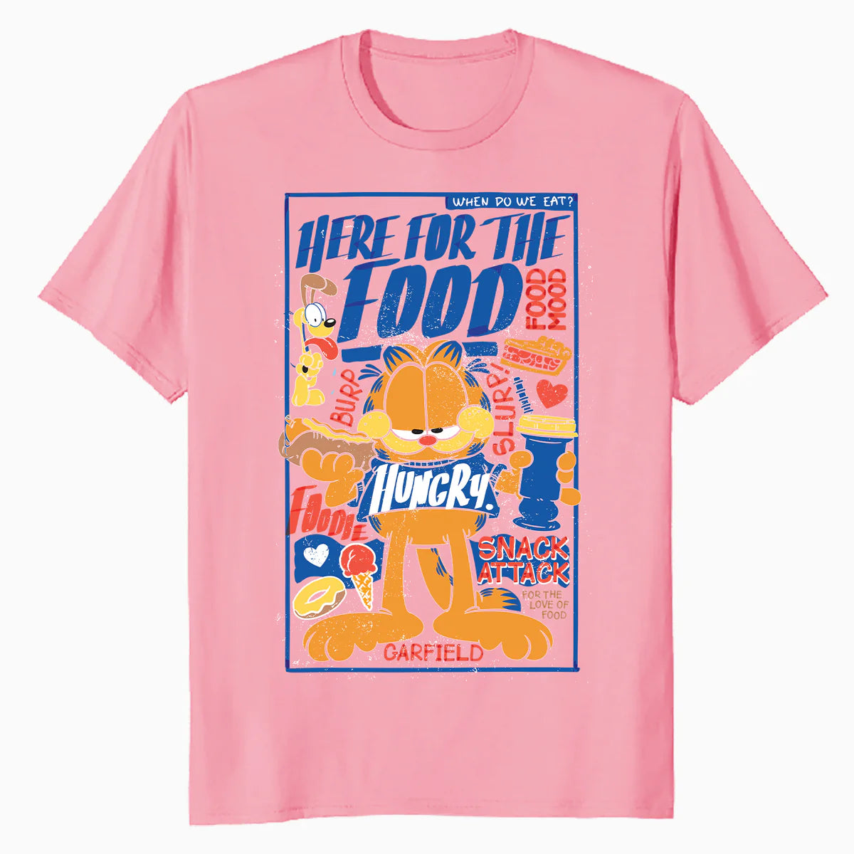 Garfield Odie Here For The Food Foodie Hungry Cat Funny Meme Official Men's T-Shirt