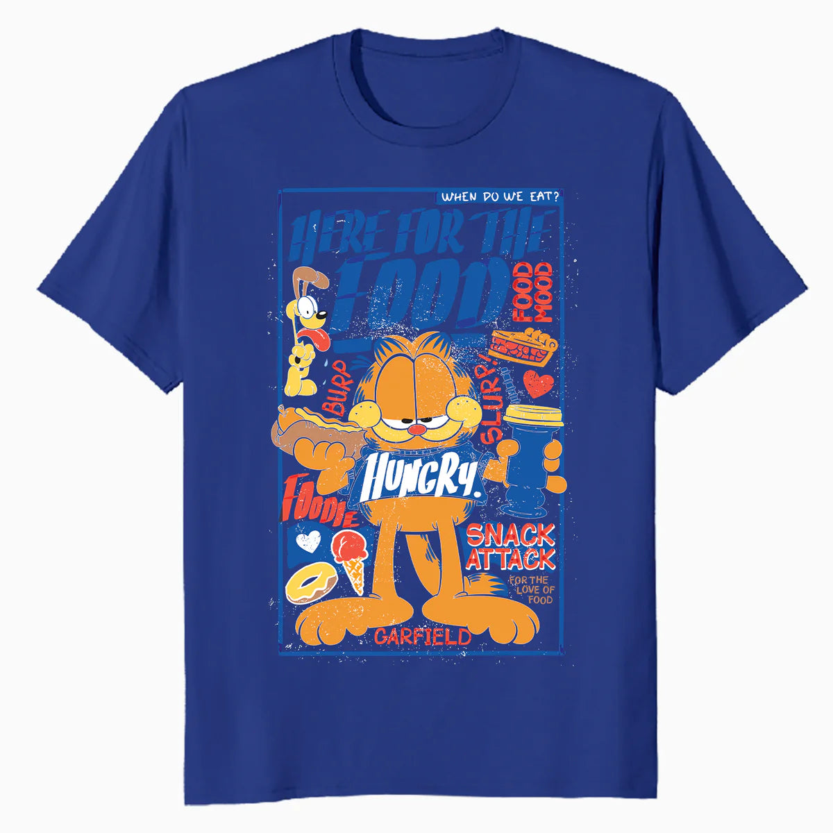 Garfield Odie Here For The Food Foodie Hungry Cat Funny Meme Official Men's T-Shirt