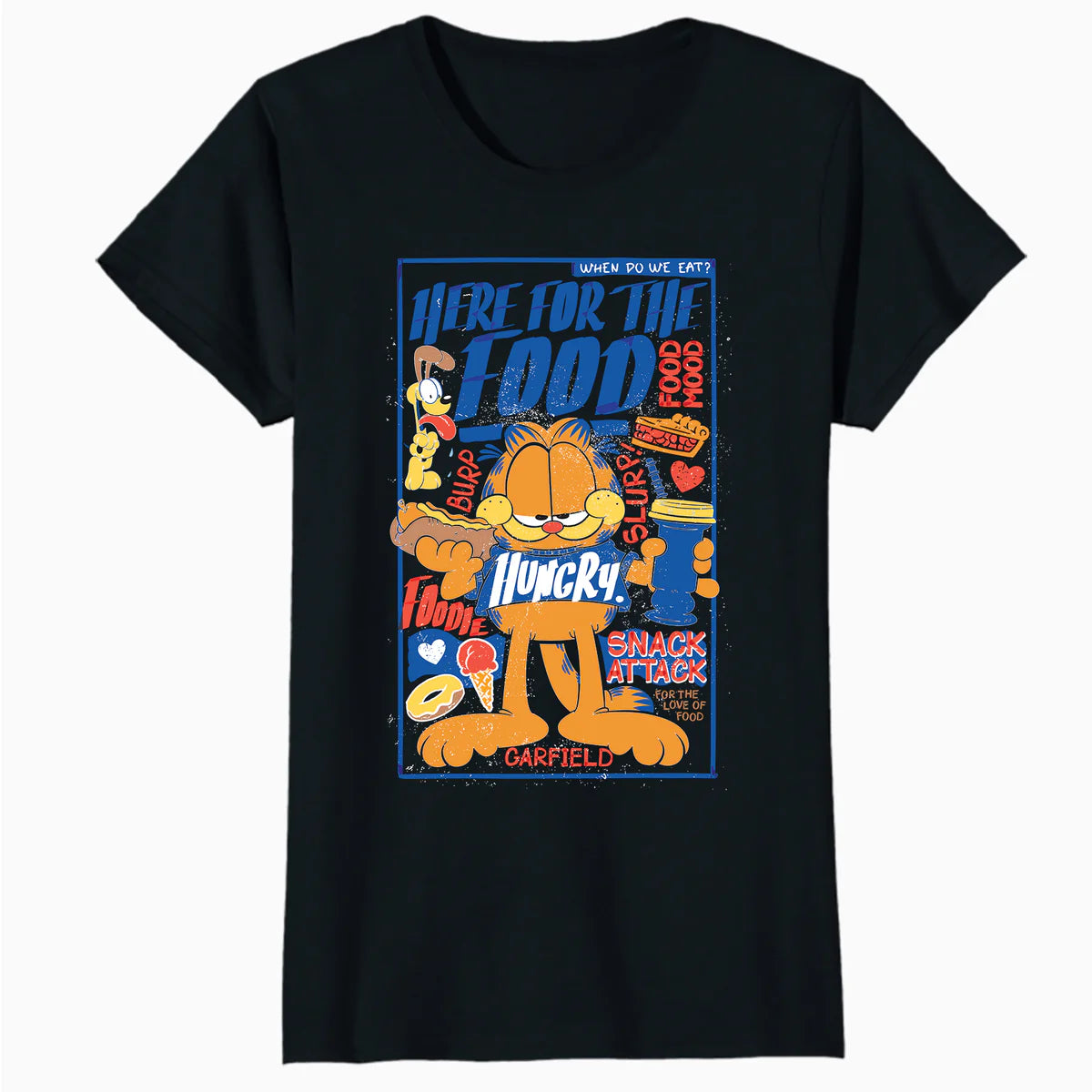 Garfield Odie Here For The Food Foodie Hungry Cat Funny Meme Official Women's T-Shirt