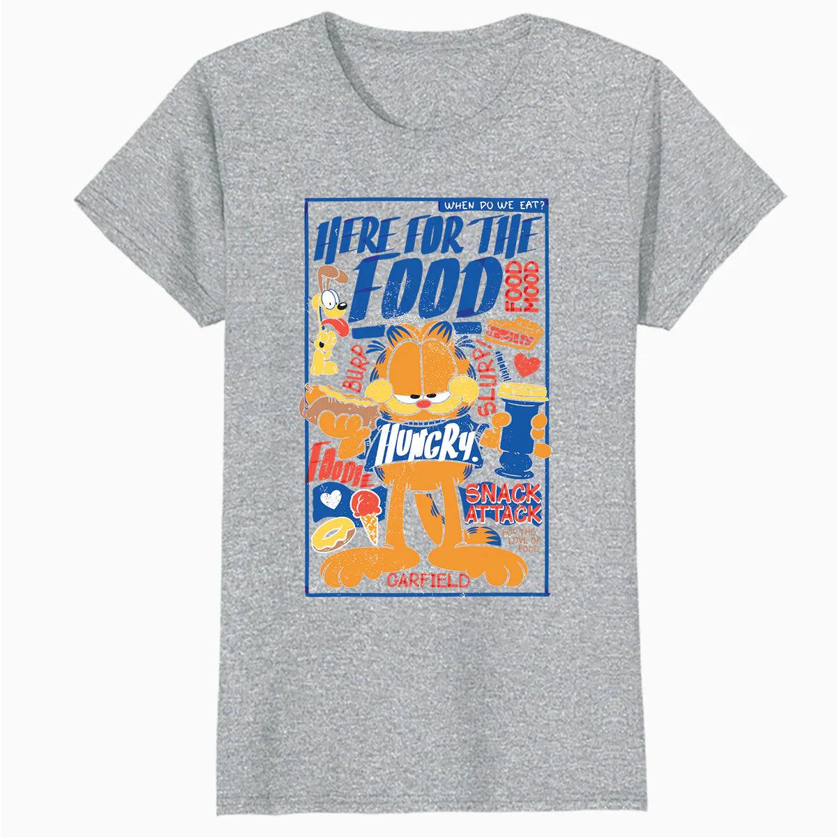 Garfield Odie Here For The Food Foodie Hungry Cat Funny Meme Official Women's T-Shirt
