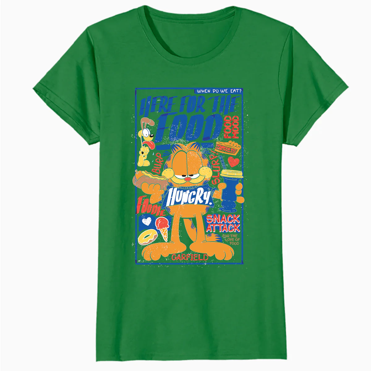 Garfield Odie Here For The Food Foodie Hungry Cat Funny Meme Official Women's T-Shirt