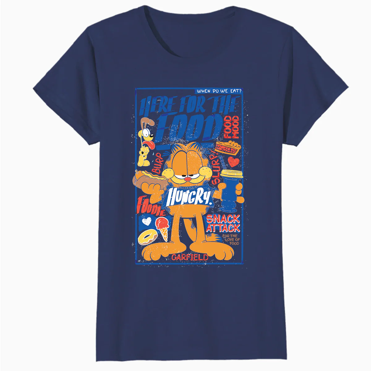 Garfield Odie Here For The Food Foodie Hungry Cat Funny Meme Official Women's T-Shirt