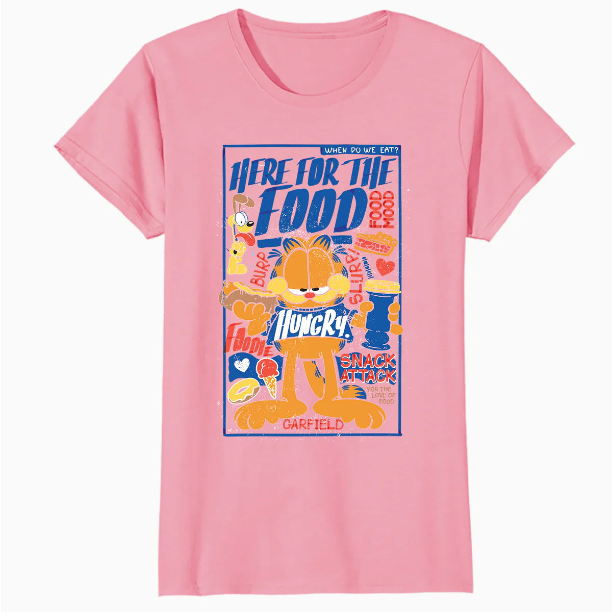 Garfield Odie Here For The Food Foodie Hungry Cat Funny Meme Official Women's T-Shirt