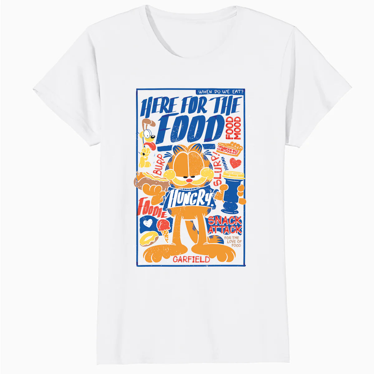 Garfield Odie Here For The Food Foodie Hungry Cat Funny Meme Official Women's T-Shirt