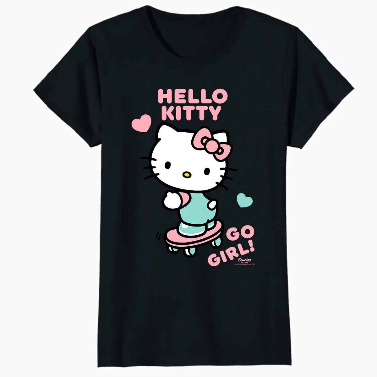 Hello Kitty Cool Cute Girl Power Skateboard Pro Fun Classic Official Women's SKINNY FIT T-Shirt