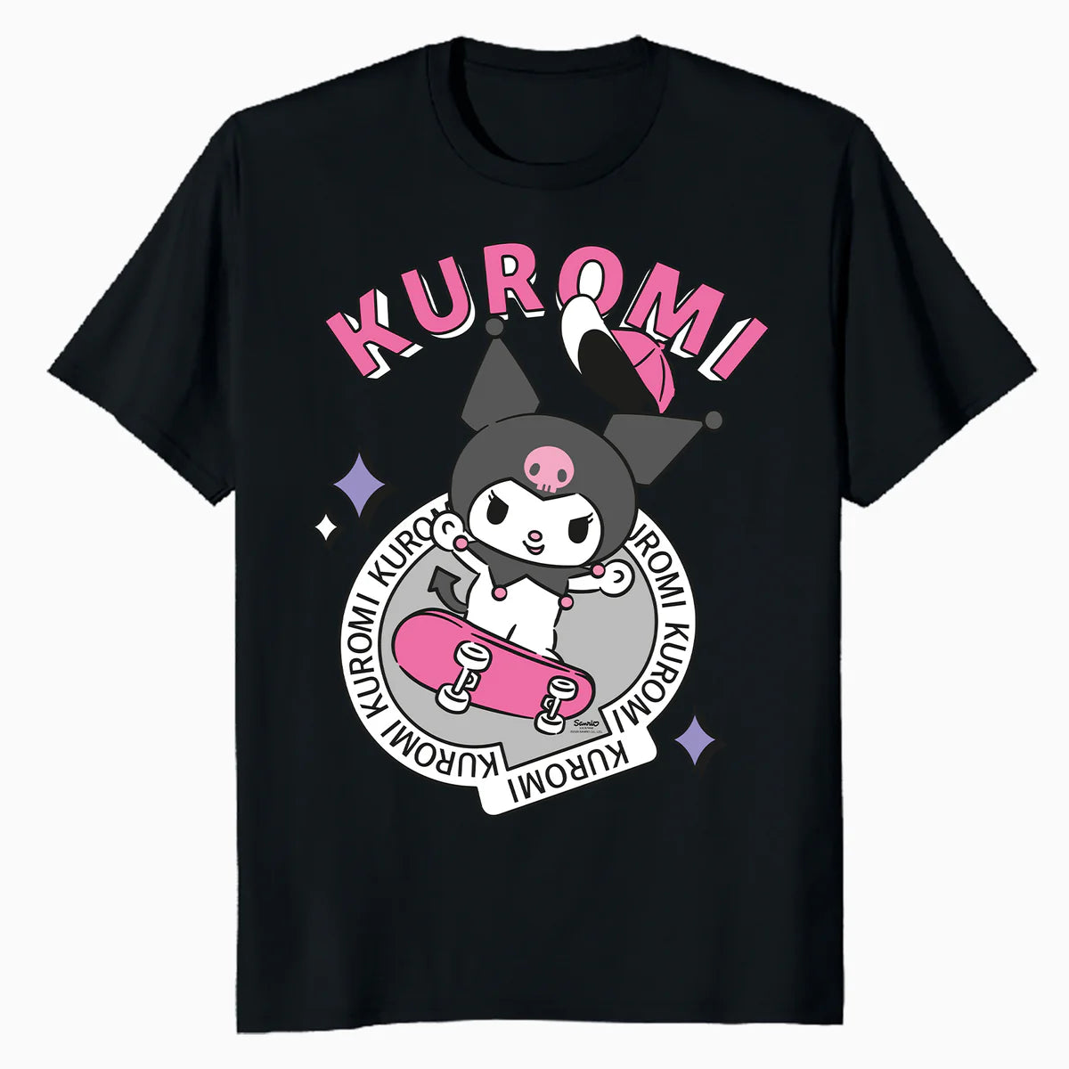 Hello Kitty Kuromi Street Style Skateboard Art Punk Classic Official Men's T-Shirt