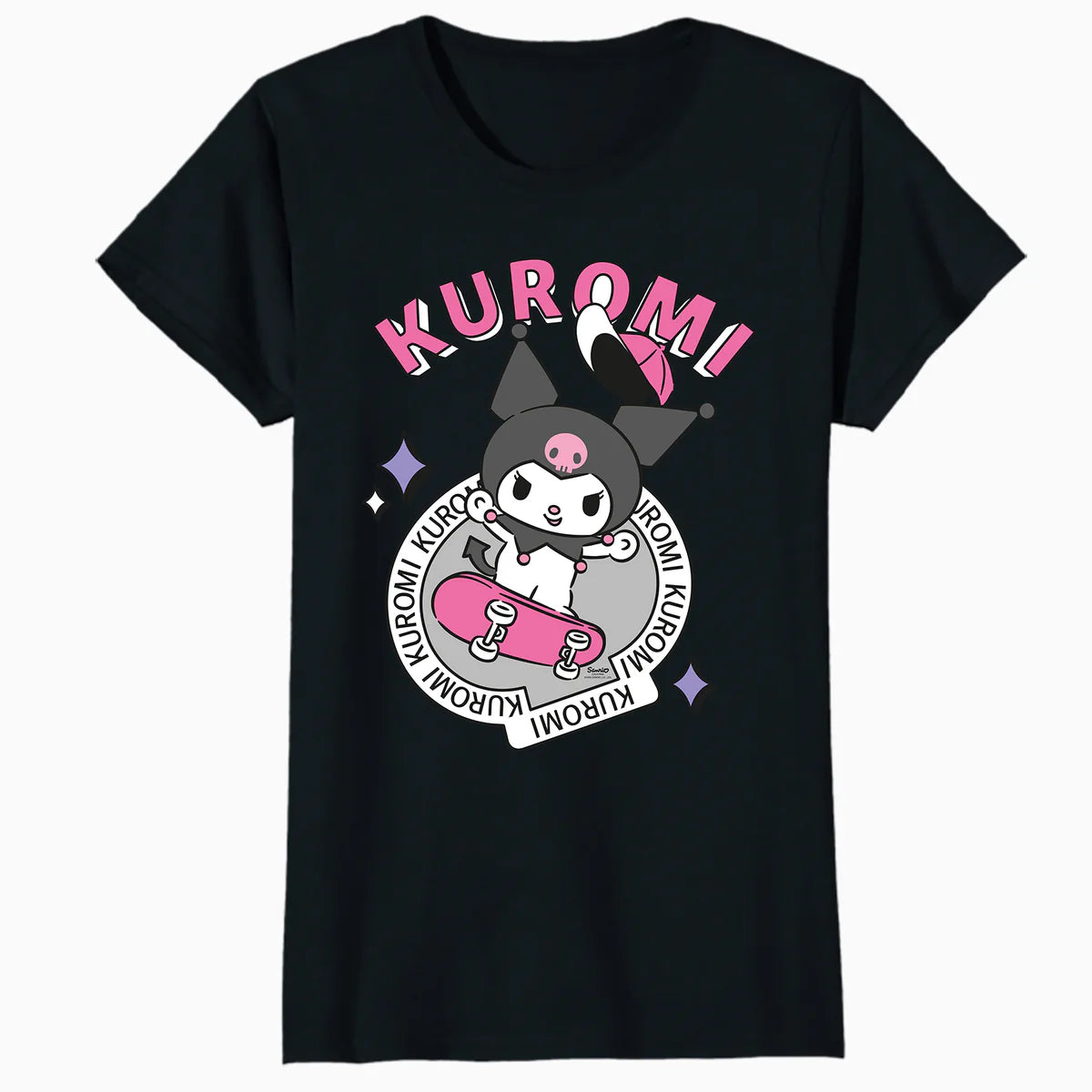 Hello Kitty Kuromi Street Style Skateboard Art Punk Classic Official Women's T-Shirt