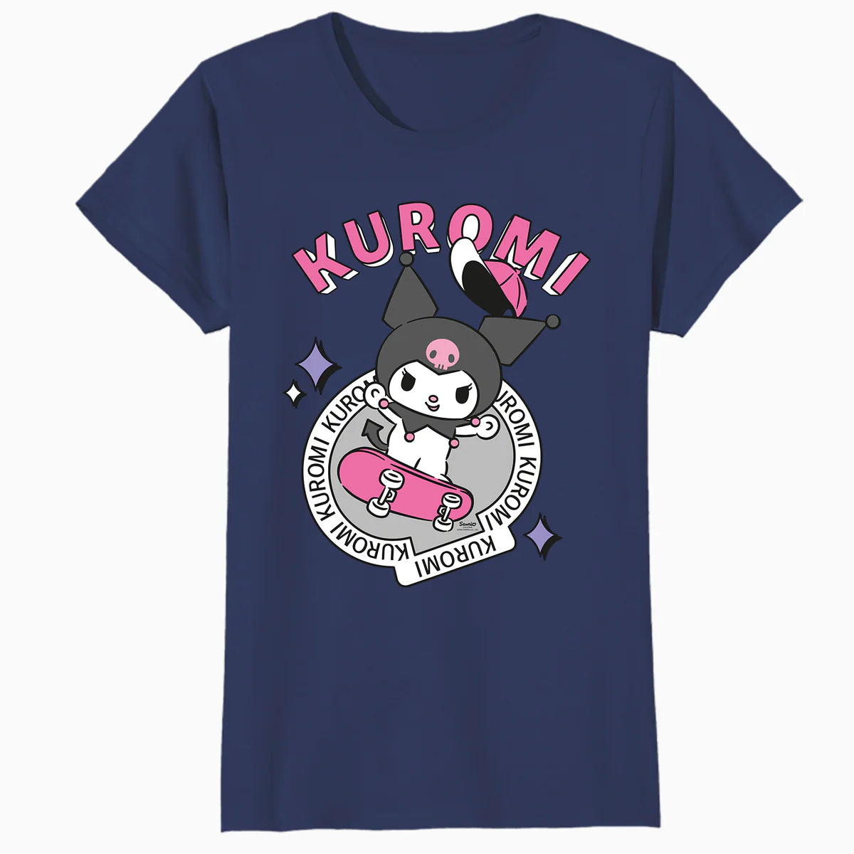 Hello Kitty Kuromi Street Style Skateboard Art Punk Classic Official Women's T-Shirt